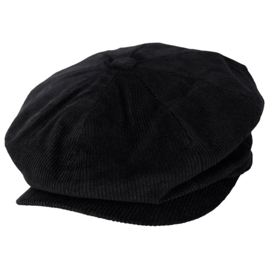 BRIXTON HATS | Brood Baggy Cotton Corduroy Newsboy Cap | 161549CD | lead | BLACK CORDUROY