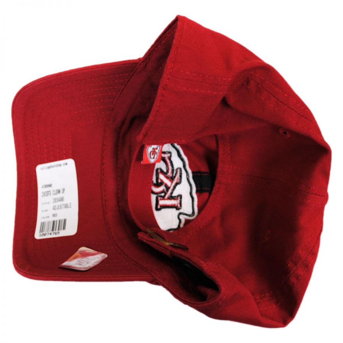 47 Brand | Kansas City Chiefs NFL Clean Up Strapback Baseball Cap Dad Hat | 203480 | under | RED