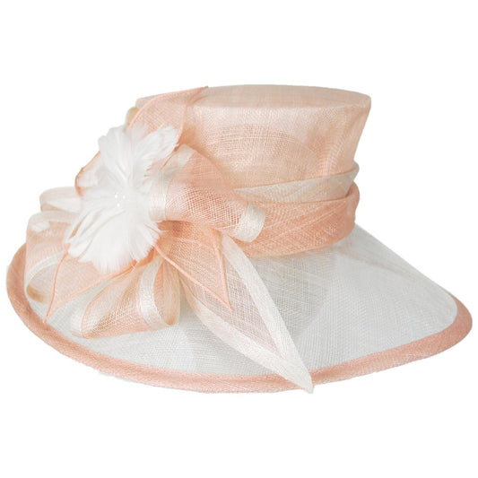 Sophia | Poudre Sinamay Straw Boater Dress Hat | 122982 | front | PINK