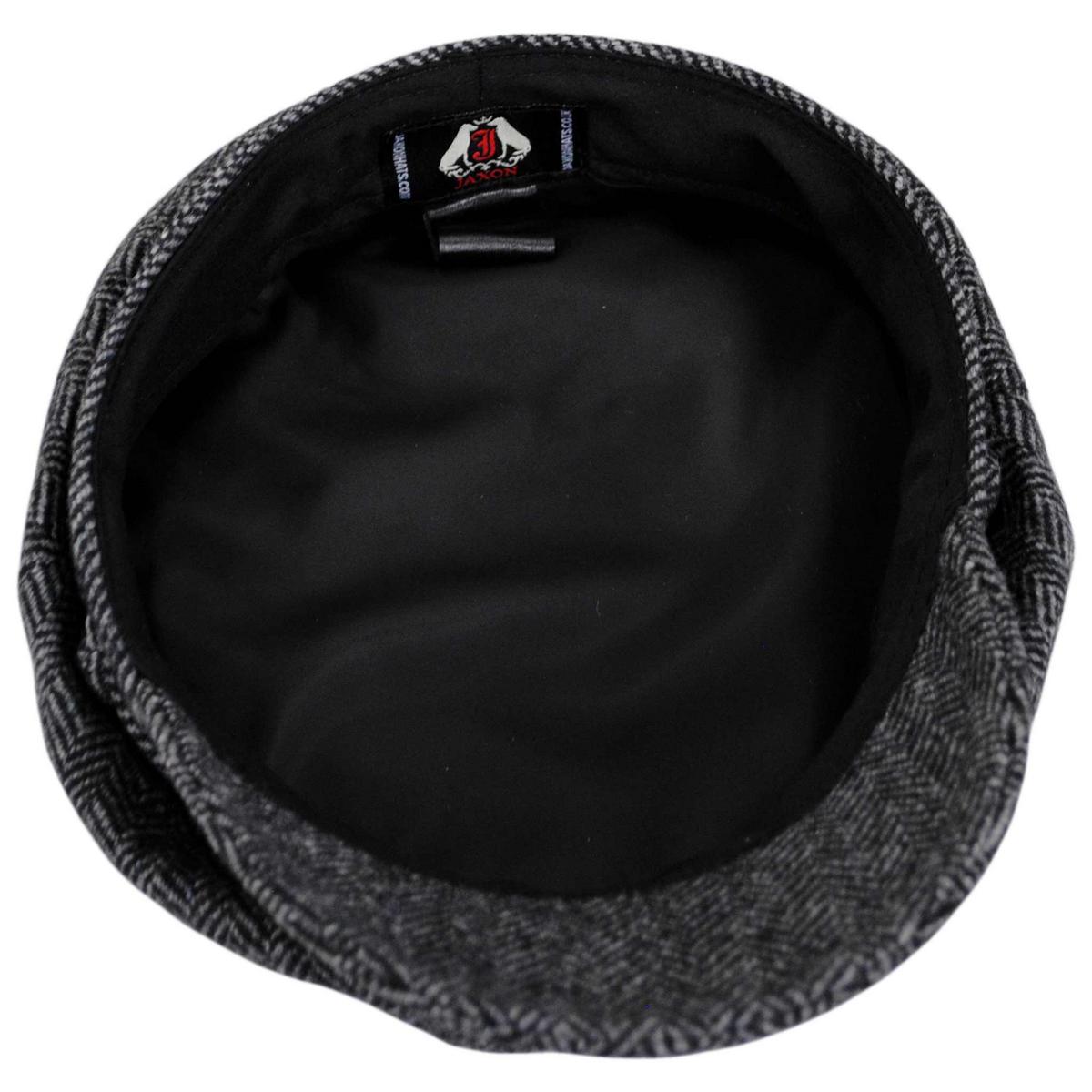 Jaxon Hats | Herringbone Wool Blend Fiddler's Cap | 181019 | under | CHARCOAL