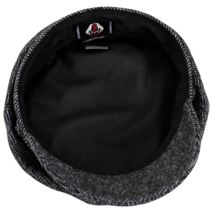 Jaxon Hats | Herringbone Wool Blend Fiddler's Cap | 181019 | under | CHARCOAL