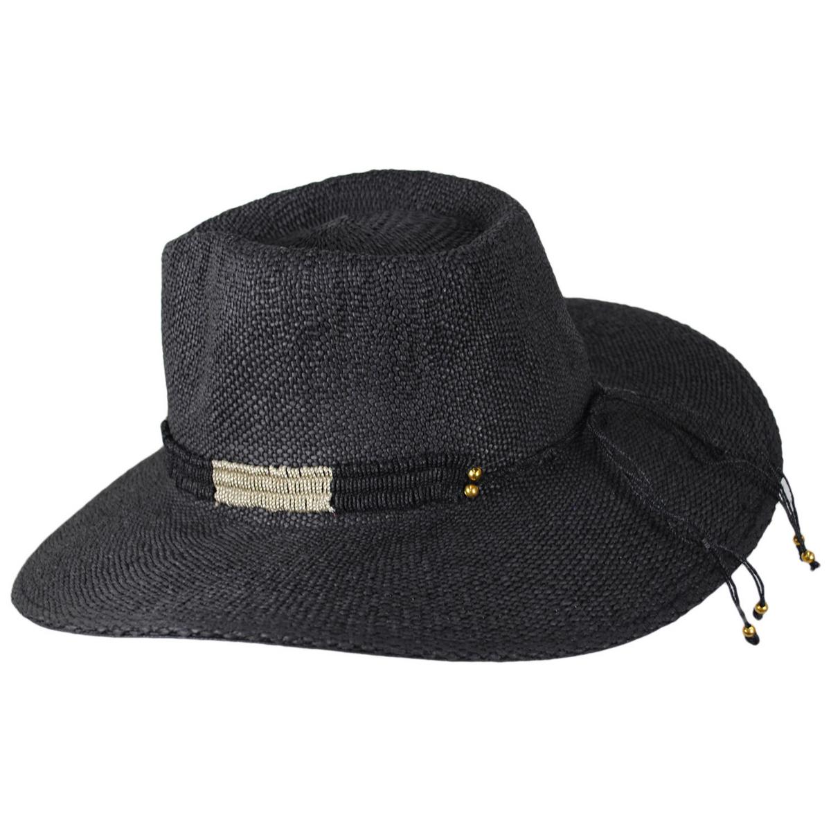 NIKKI BEACH | Angelina Toyo Straw Fedora Hat | 102660 | profile | BLACK
