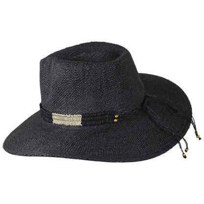 NIKKI BEACH | Angelina Toyo Straw Fedora Hat | 102660 | profile | BLACK