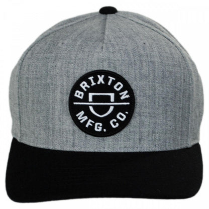 BRIXTON HATS | Crest 5-Panel Snapback Baseball Cap | 201790 | front | GREY/BLACK