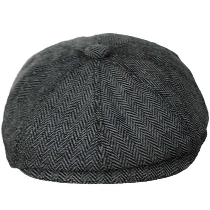 Jaxon Hats | Herringbone Wool Blend Newsboy Cap | 167780 | front | GREY