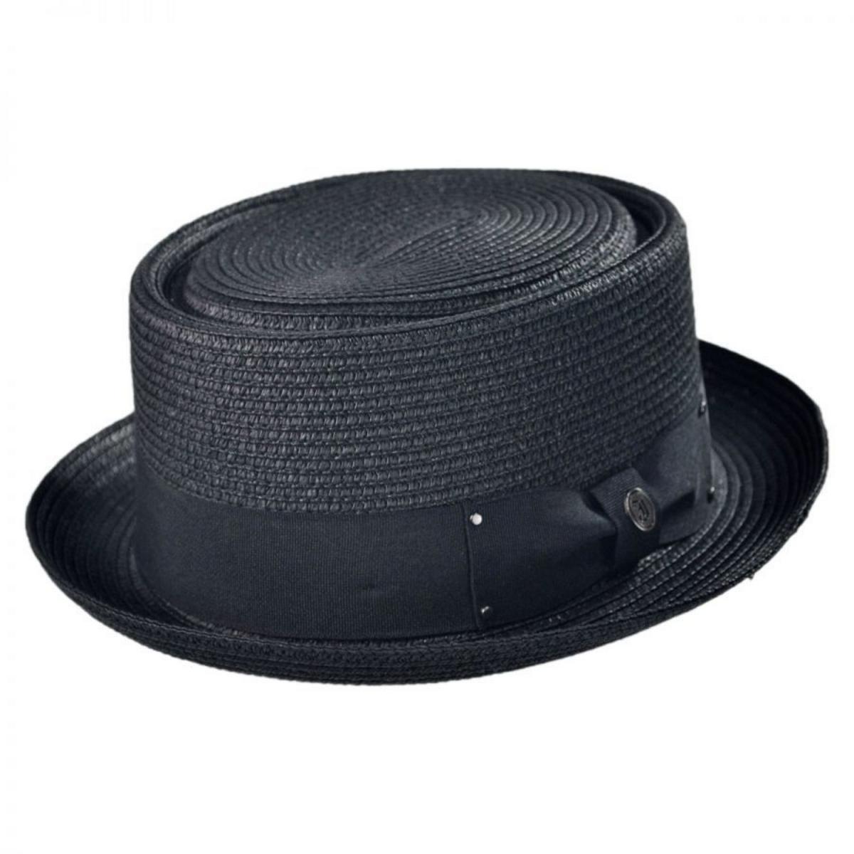 Jaxon Hats | Toyo Straw Braid Pork Pie Hat | 128501 | lead | BLACK