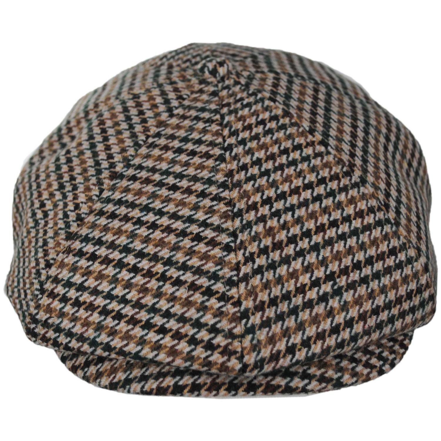 BRIXTON HATS | Brood Wool Houndstooth Newsboy Cap | 161511 | front | DUSTED OCHRE/KHAKI/VERDANT GREEN
