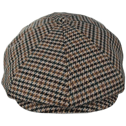 BRIXTON HATS | Brood Wool Houndstooth Newsboy Cap | 161511 | front | DUSTED OCHRE/KHAKI/VERDANT GREEN