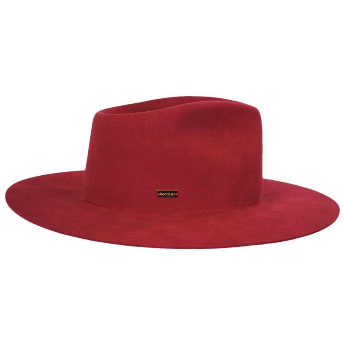 Betmar | Georgia Wide Brim Wool Felt Fedora Hat | 123173 | profile | RUSTIC RED