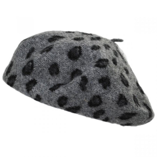 San Diego Hat Company | Leopard Wool Beret | 151610 | lead | GREY