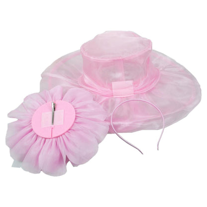 Sophia | Flower Clip Organza Dress Hat | 122910 | under | PINK
