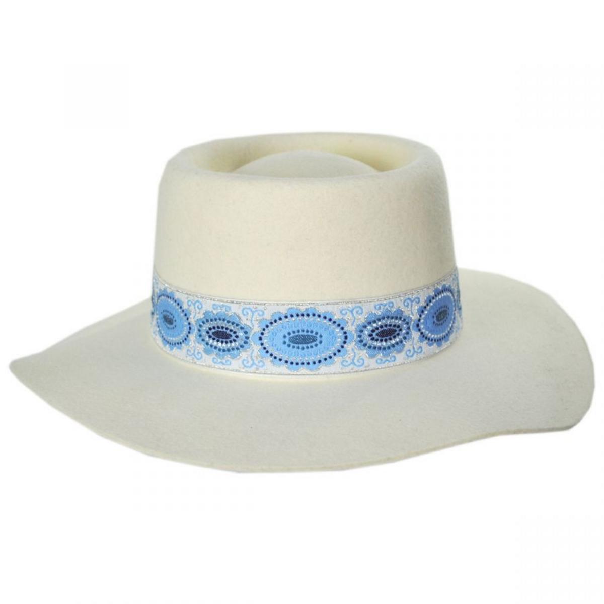 Lack of Color | Lolita Wool Felt Boater Hat | 124315 | front | AZURE