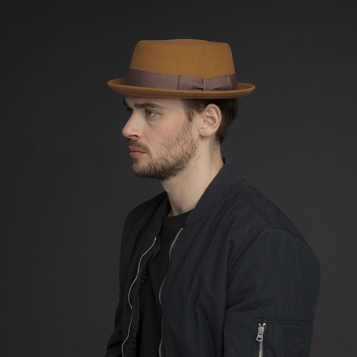 Bailey 1922 | Darron Wool LiteFelt Pork Pie Hat - Caramel & Elemental Blue | 130000FW24 | lsmtwo | CARAMEL