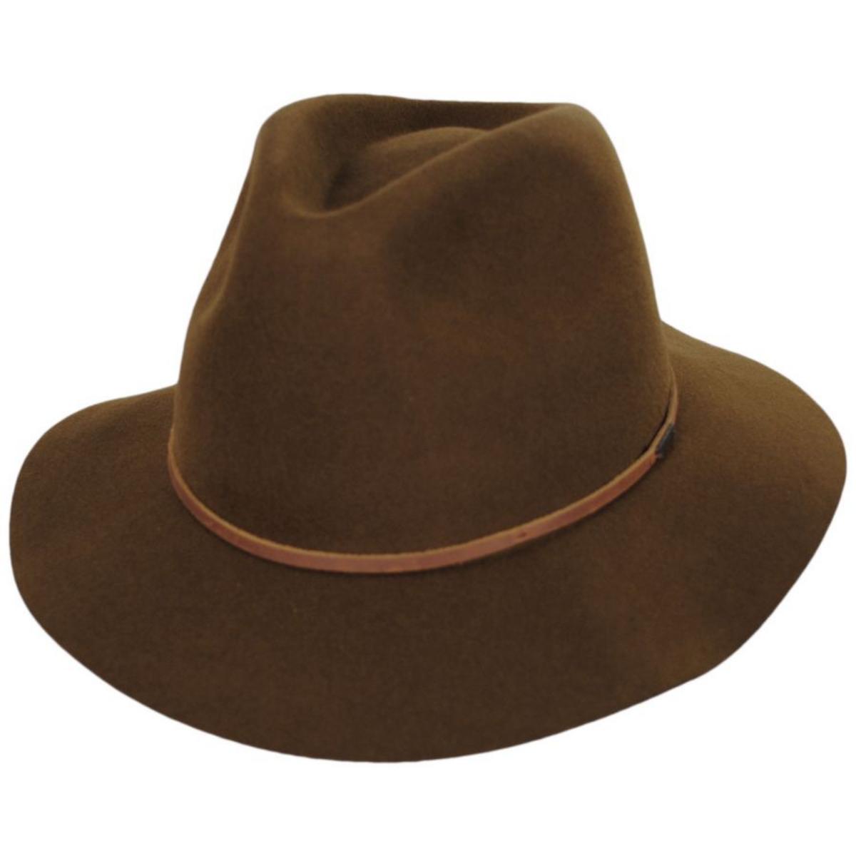 BRIXTON HATS | Wesley Packable Wool Felt Fedora Hat - Coffee | 135638COF | lead | COFFEE