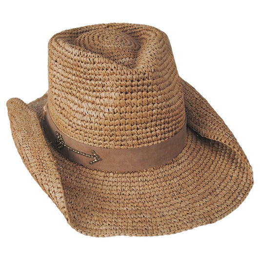 NIKKI BEACH | Charlee Crochet Raffia Straw Western Hat | 102661 | lead | COCOA