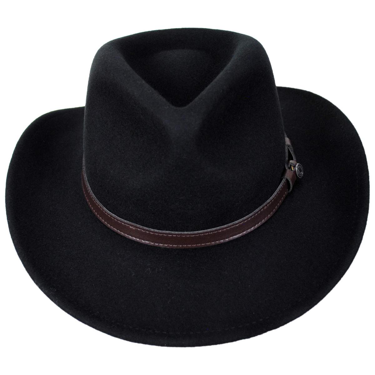 Jaxon Hats | Crushable Wool Felt Outback Hat | 135002 | front | BLACK
