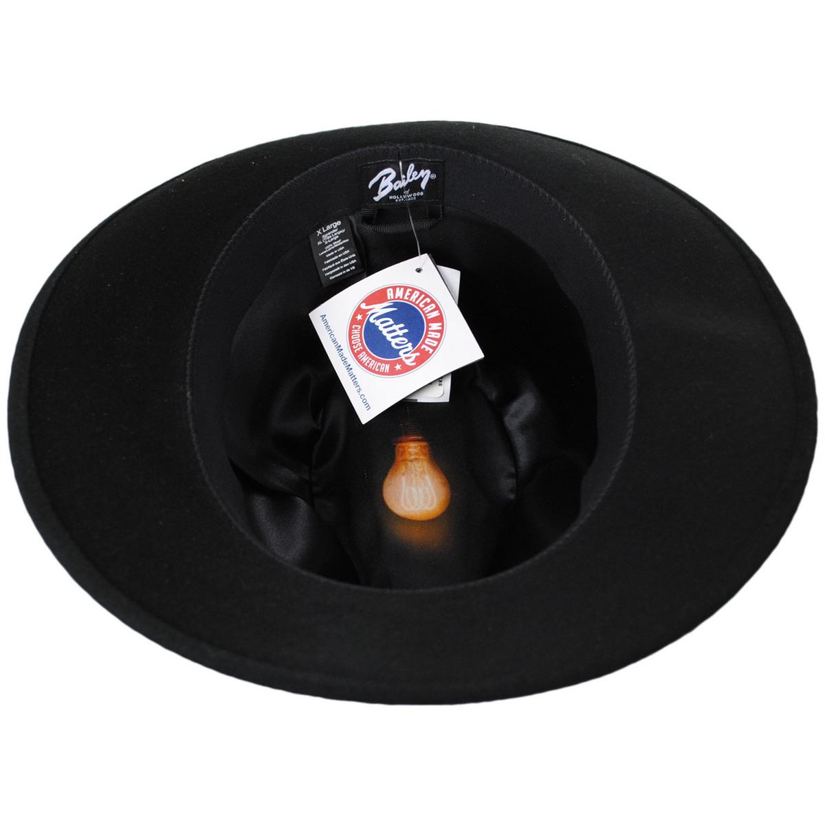 Bailey 1922 | Criss Wool LiteFelt Long Teardrop Fedora Hat | 130157 | under | BLACK