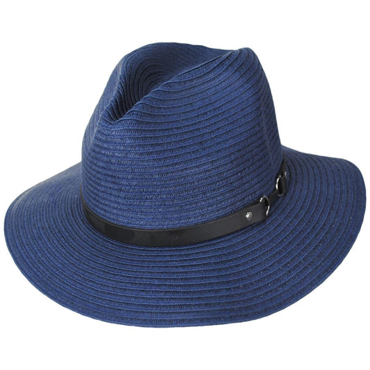 Bigalli | Cameron Toyo Braid Fedora Hat | 129241 | lead | BLUE