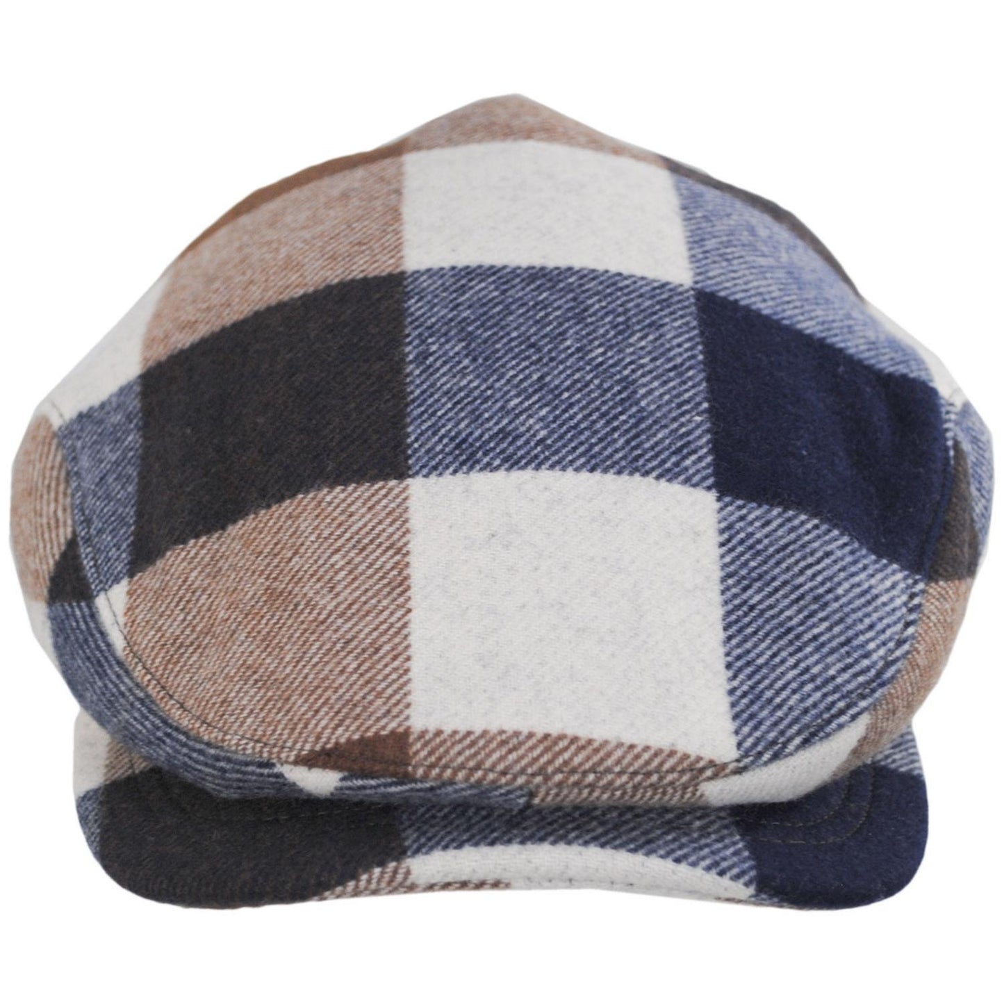 Baskerville Hat Company | Austen Wool Check Square Bill Ivy Cap | 167673 | front | BROWN/NAVY