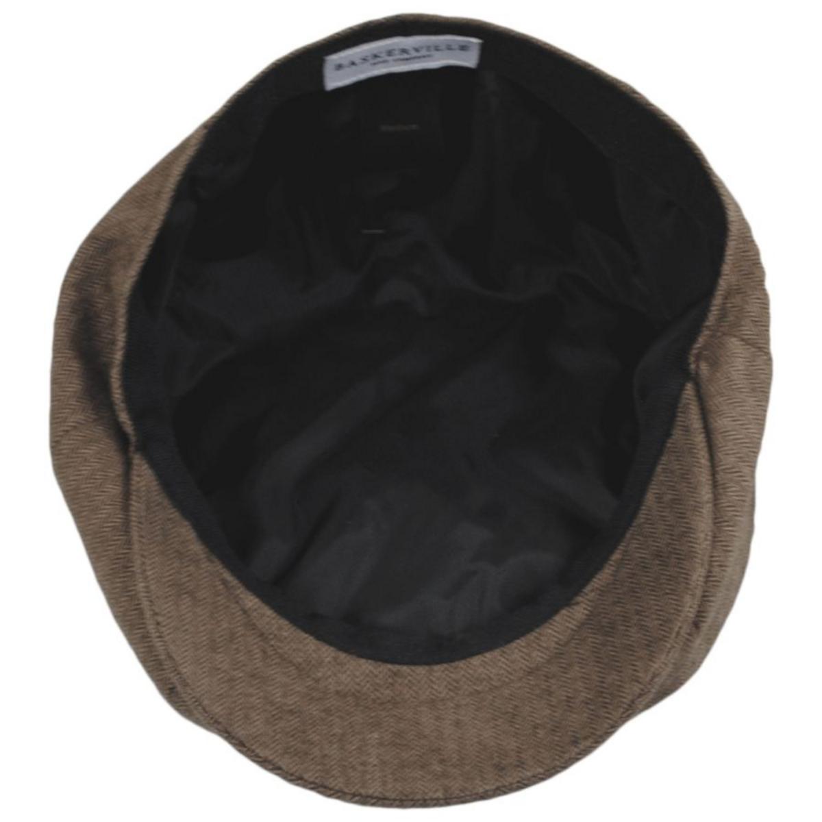 Baskerville Hat Company | Cardiff Cotton Herringbone Newsboy Cap | 167678 | under | BROWN/TAN