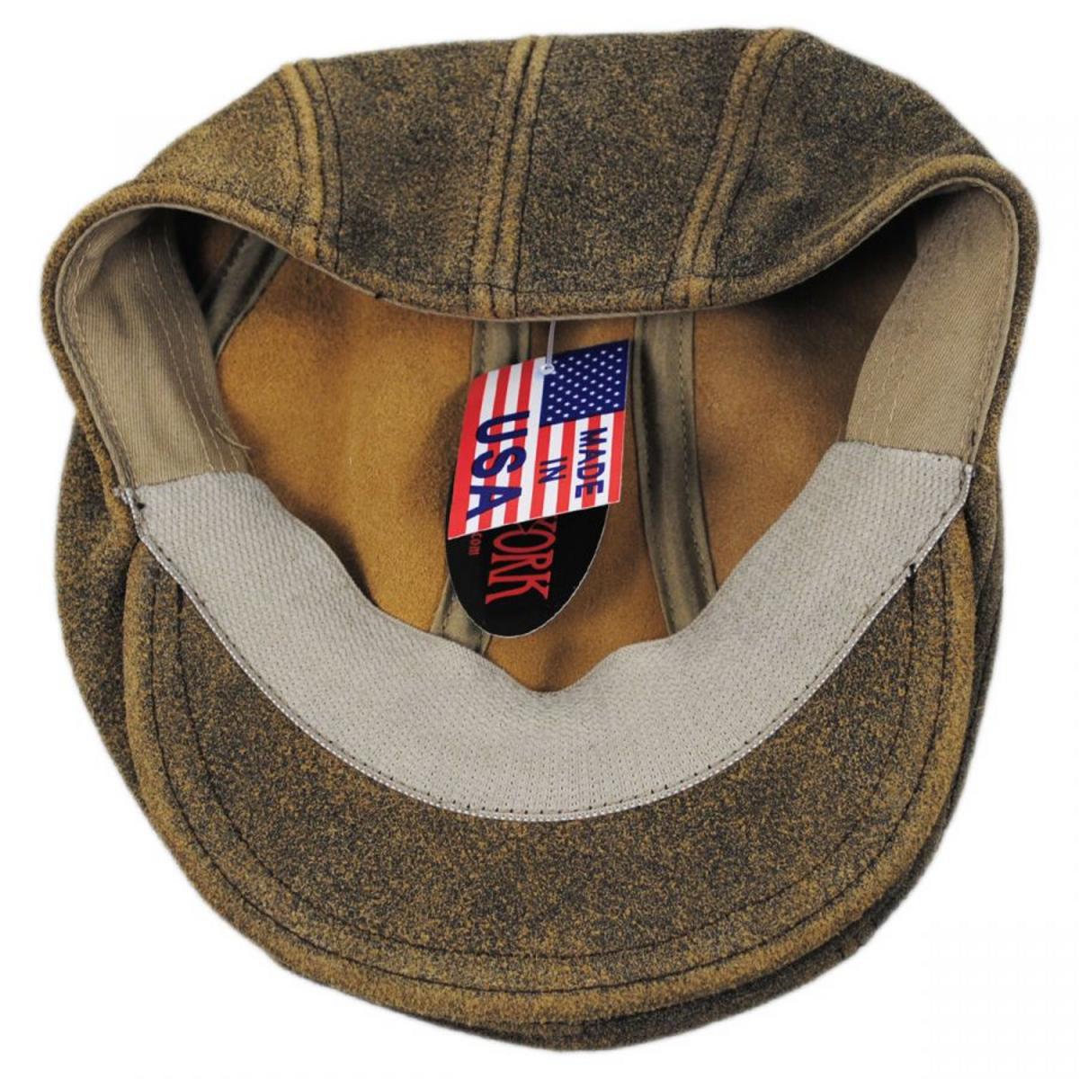 NEW YORK HAT CO | Antique 1900 Leather Ivy Cap | 161100 | under | BROWN