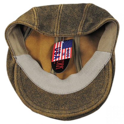 NEW YORK HAT CO | Antique 1900 Leather Ivy Cap | 161100 | under | BROWN
