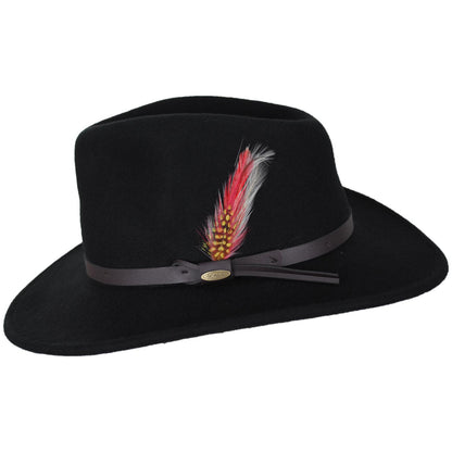 Scala | Stampede Wool Crushable Outback Hat | 130478 | profile | BLACK