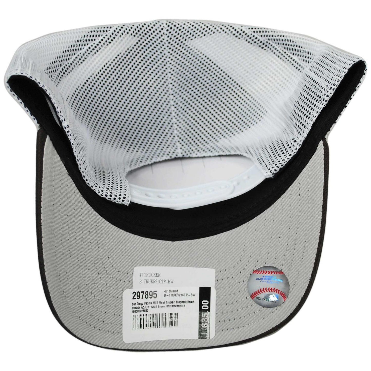 47 Brand | San Diego Padres MLB Mesh Trucker Snapback Baseball Cap | 203001 | under | BROWN/WHITE