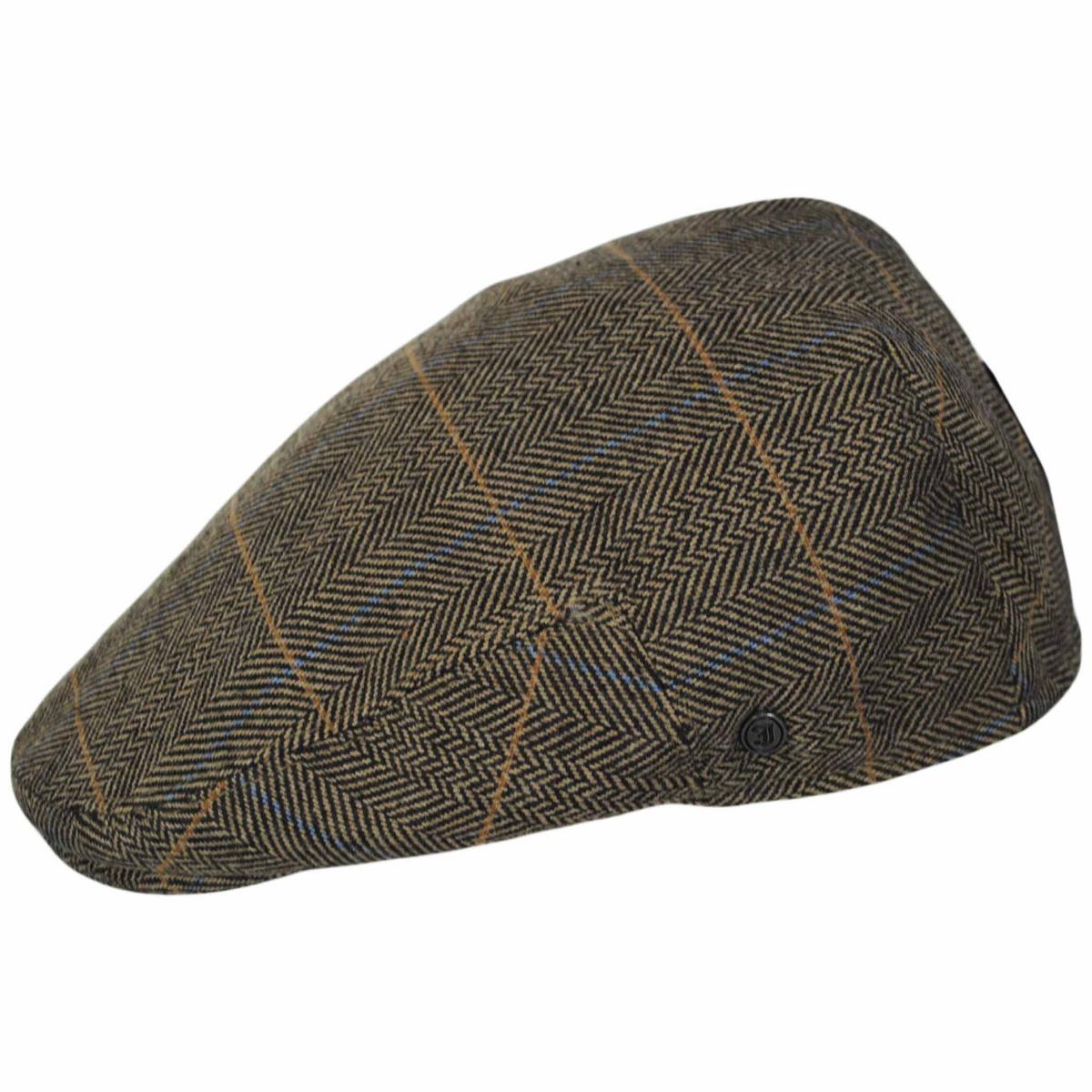 Jaxon Hats | Croydon Herringbone Plaid Wool Blend Ivy Cap | 167748 | profile | TAN