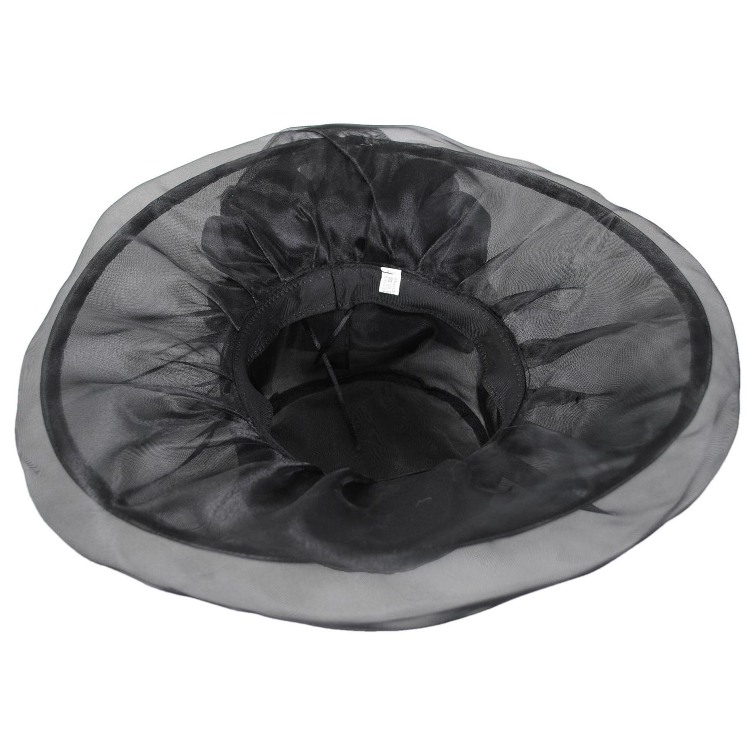 Sophia | Flower Clip Organza Dress Hat | 122910 | under | BLACK
