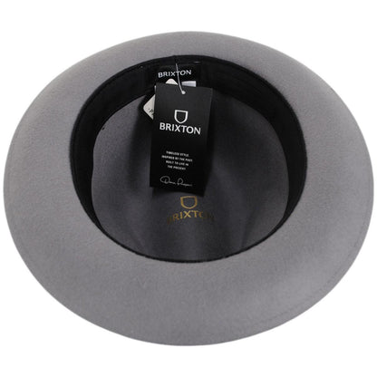 BRIXTON HATS | Horton Convertabrim Packable Wool Felt Fedora Hat | 135670 | under | GREY/CHARCOAL