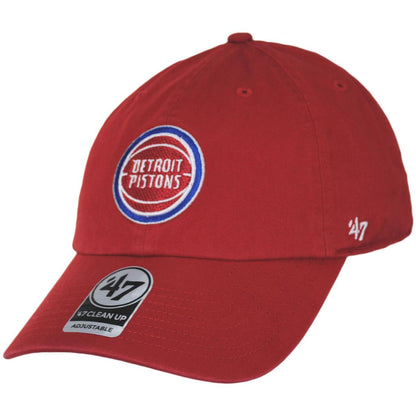 47 Brand | Detroit Pistons NBA Clean Up Strapback Baseball Cap Dad Hat | 204020 | lead | RED