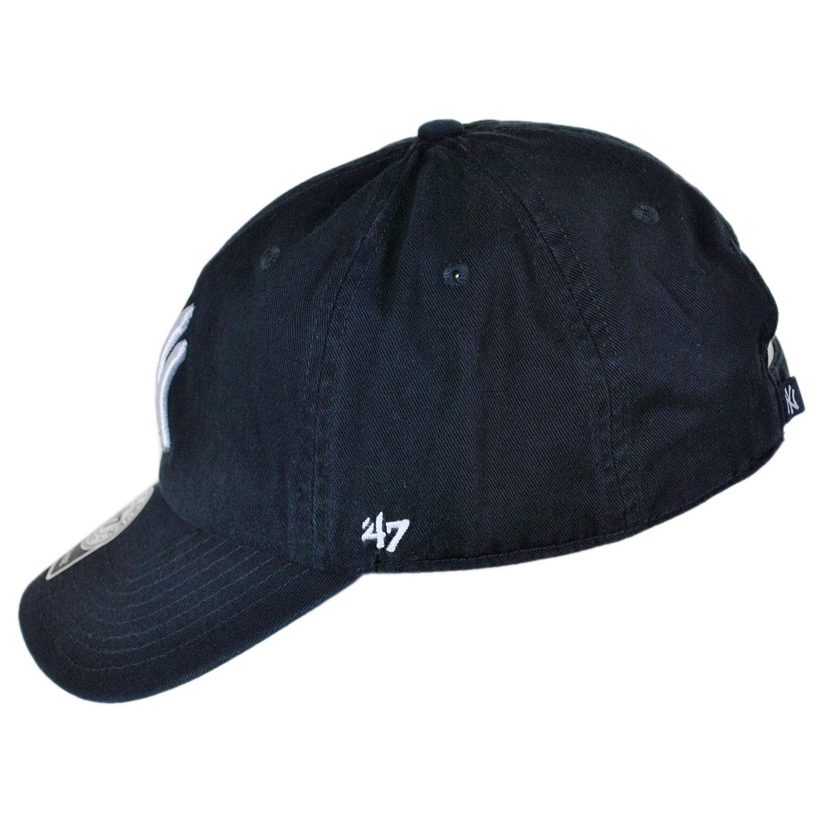 47 Brand | New York Yankees MLB Clean Up Strapback Baseball Cap Dad Hat | 203142 | profile | NAVY/WHITE