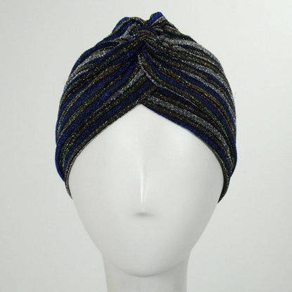 Jeanne Simmons | Metallic Stripe Turban | 106502 | profile | BLUE