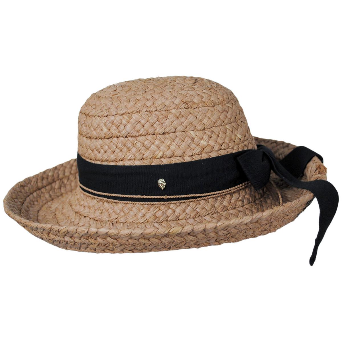 Helen Kaminski | Classic 5 Raffia Wide Braid Sun Hat | 120802 | profile | NOUGAT/BLACK