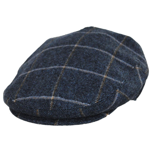 Jaxon Hats | Wholesale Gaslamp Windowpane Plaid Wool Blend Ivy Cap B2B Pre-Pack | B2B167575 | lead | DENIM BLUE