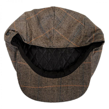 Jaxon Hats | Hoxton Herringbone Plaid Wool Blend Ivy Cap | 167746 | under | BROWN