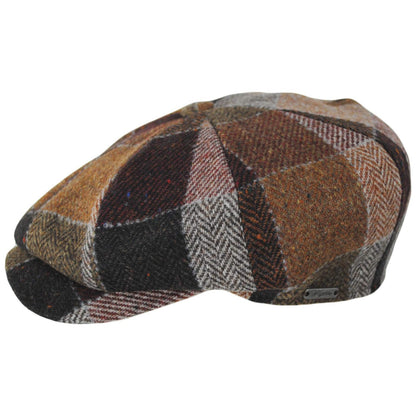 Wigens Caps | Patchwork Donegal Tweed Wool Retro Newsboy Cap | 161979 | profile | RUST