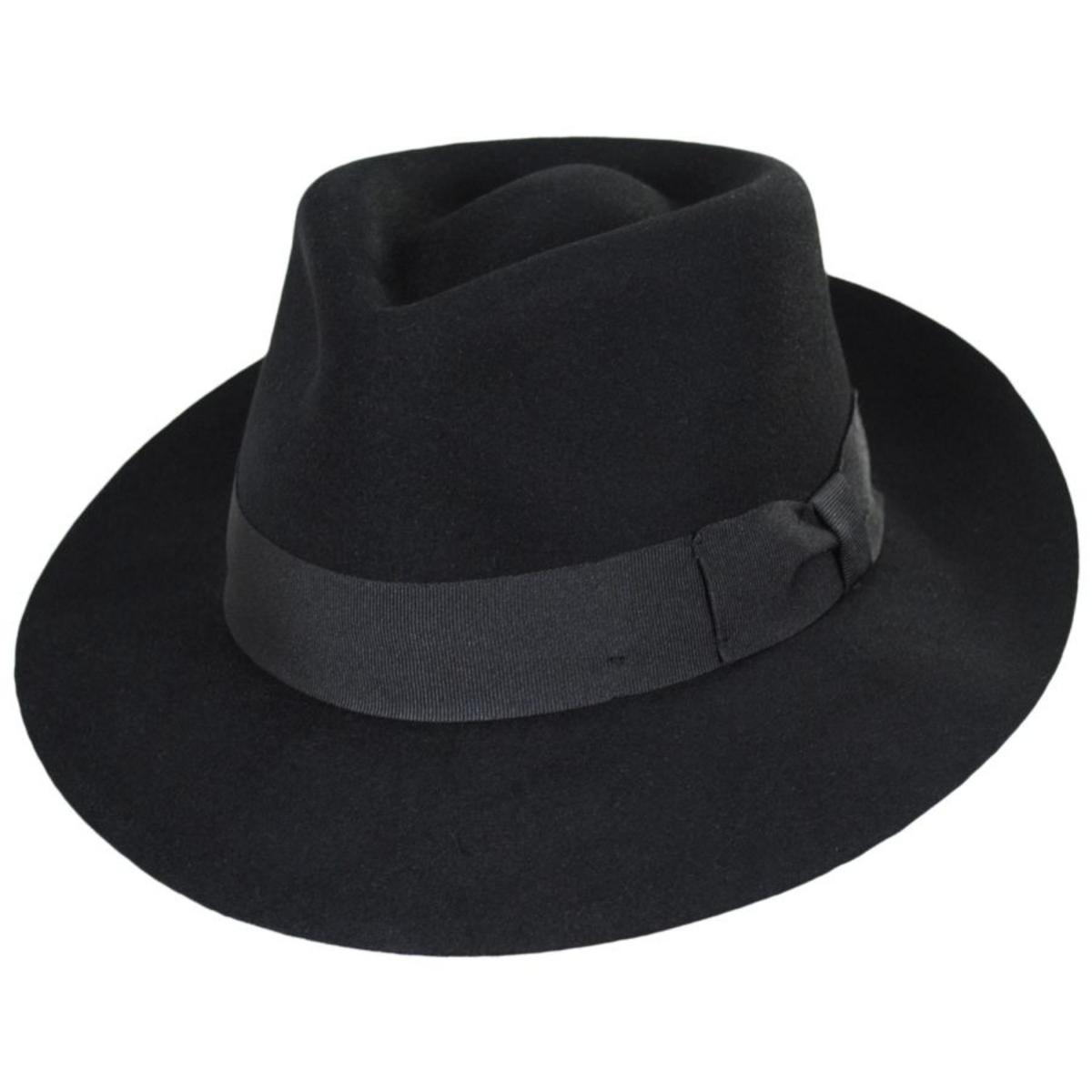 Jaxon Hats | Fur Felt C-Crown Fedora Hat | 131600 | lead | BLACK
