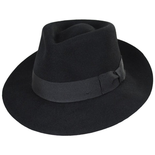 Jaxon Hats | Fur Felt C-Crown Fedora Hat | 131600 | lead | BLACK