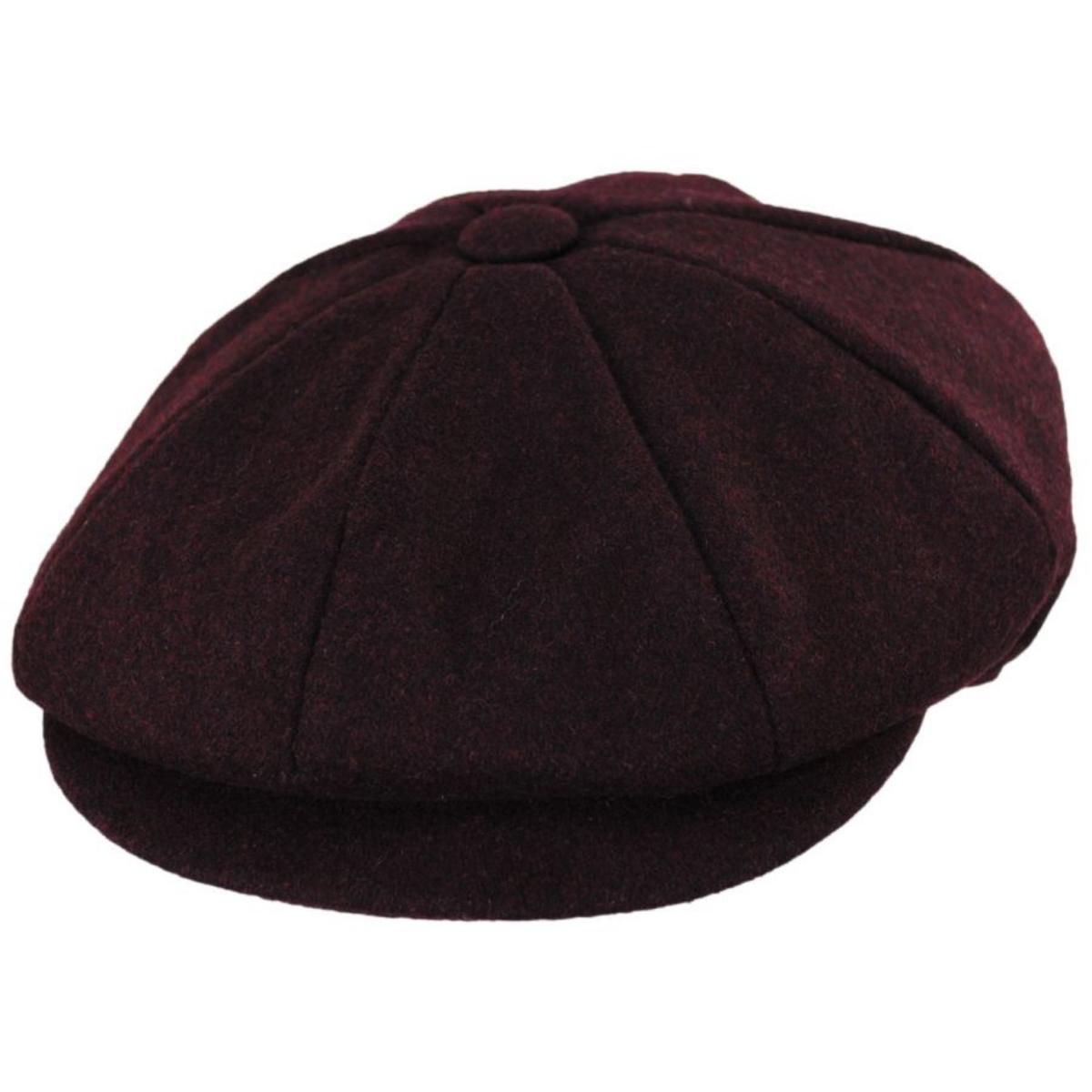 Jaxon Hats | Harlem Wool Blend Newsboy Cap | 167791 | lead | BURGUNDY