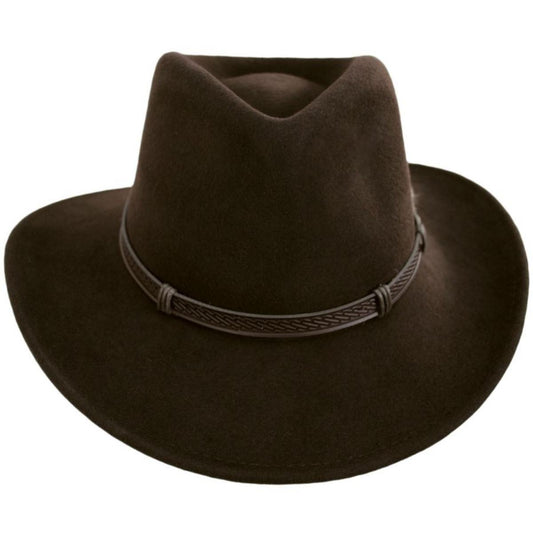 Scala | Falkirk Wool Felt Outback Hat | 130407 | front | CHOCOLATE