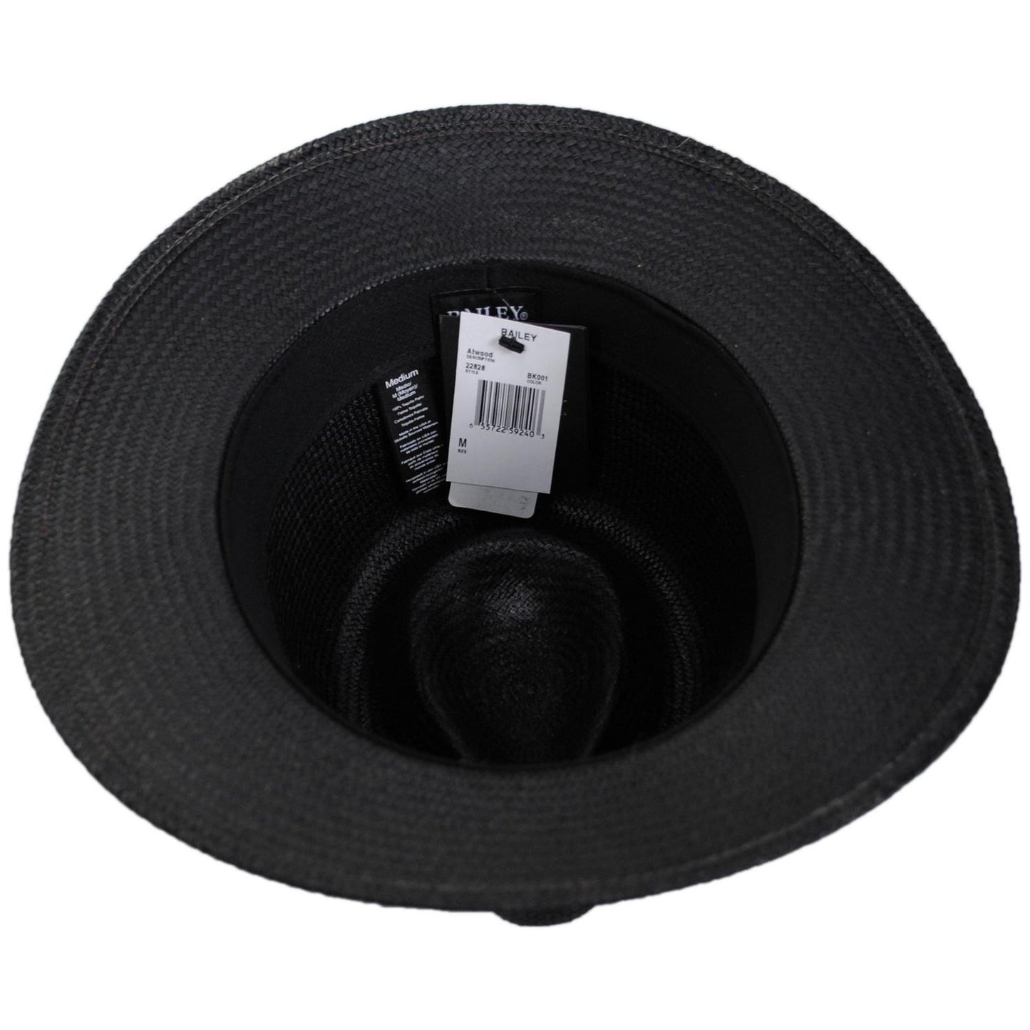 Bailey 1922 | Atwood Panama Straw Safari Fedora Hat | 127933 | under | BLACK