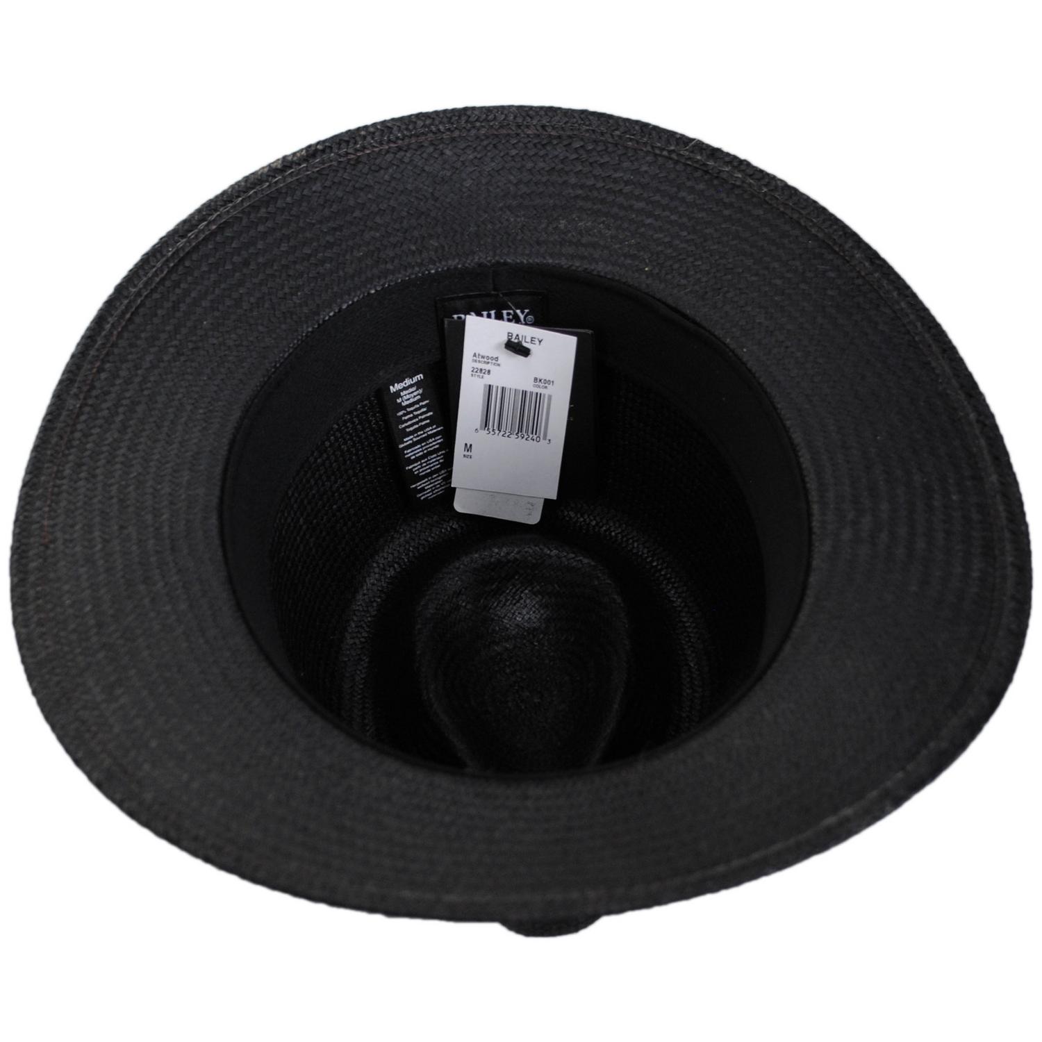 Bailey 1922 | Atwood Panama Straw Safari Fedora Hat | 127933 | under | BLACK