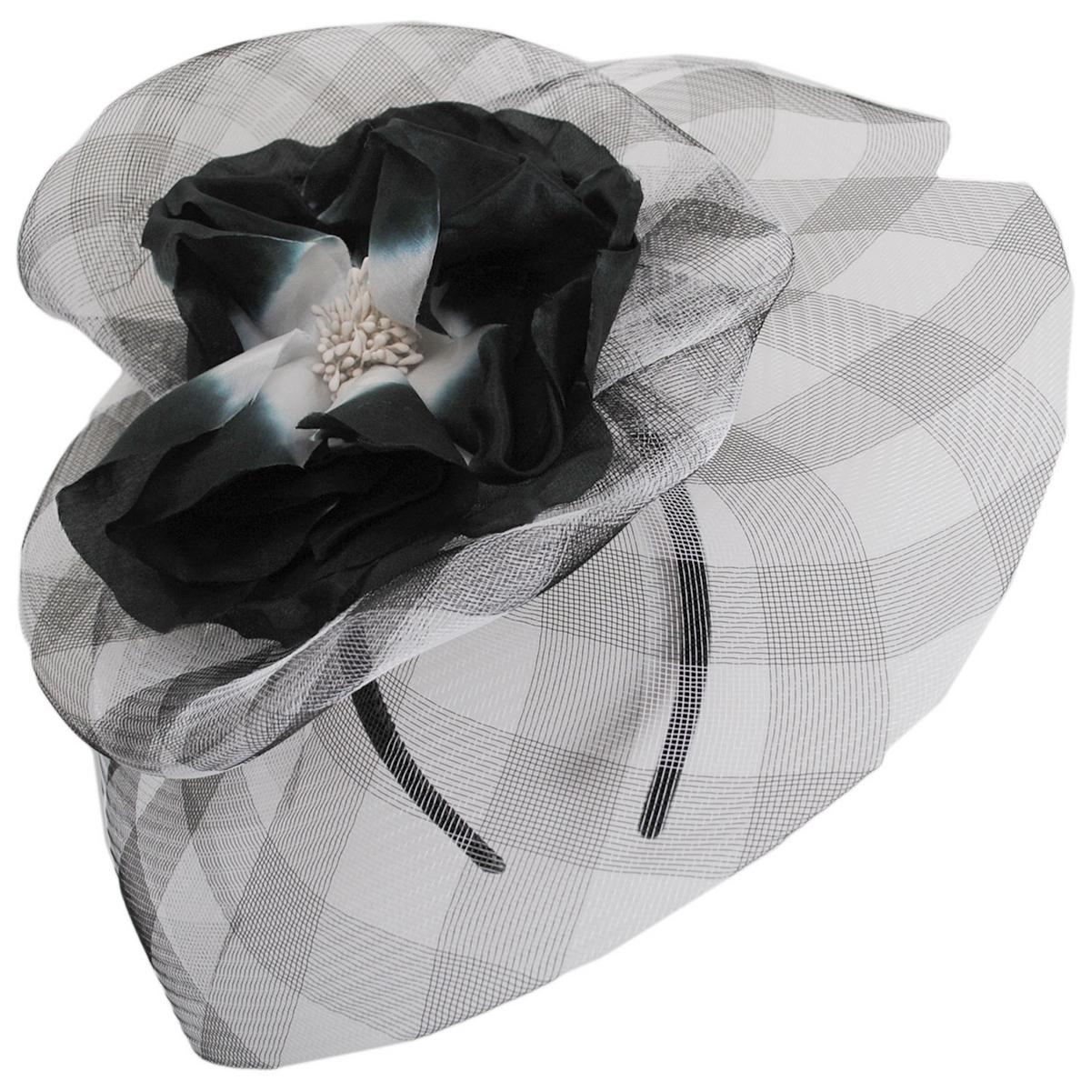 Kathy Jeanne | Percalle Horsehair Mesh Fascinator Hat | 122430 | lead | BLACK/WHITE