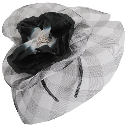 Kathy Jeanne | Percalle Horsehair Mesh Fascinator Hat | 122430 | lead | BLACK/WHITE