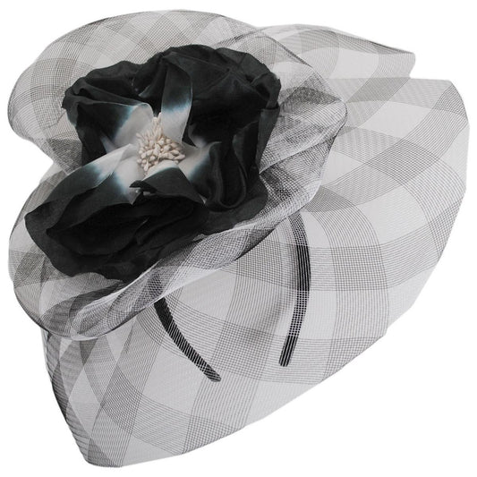 Kathy Jeanne | Percalle Horsehair Mesh Fascinator Hat | 122430 | lead | BLACK/WHITE