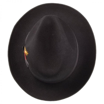 Jaxon Hats | Pinch Crown Crushable Wool Felt Fedora Hat | 135000 | under | BLACK