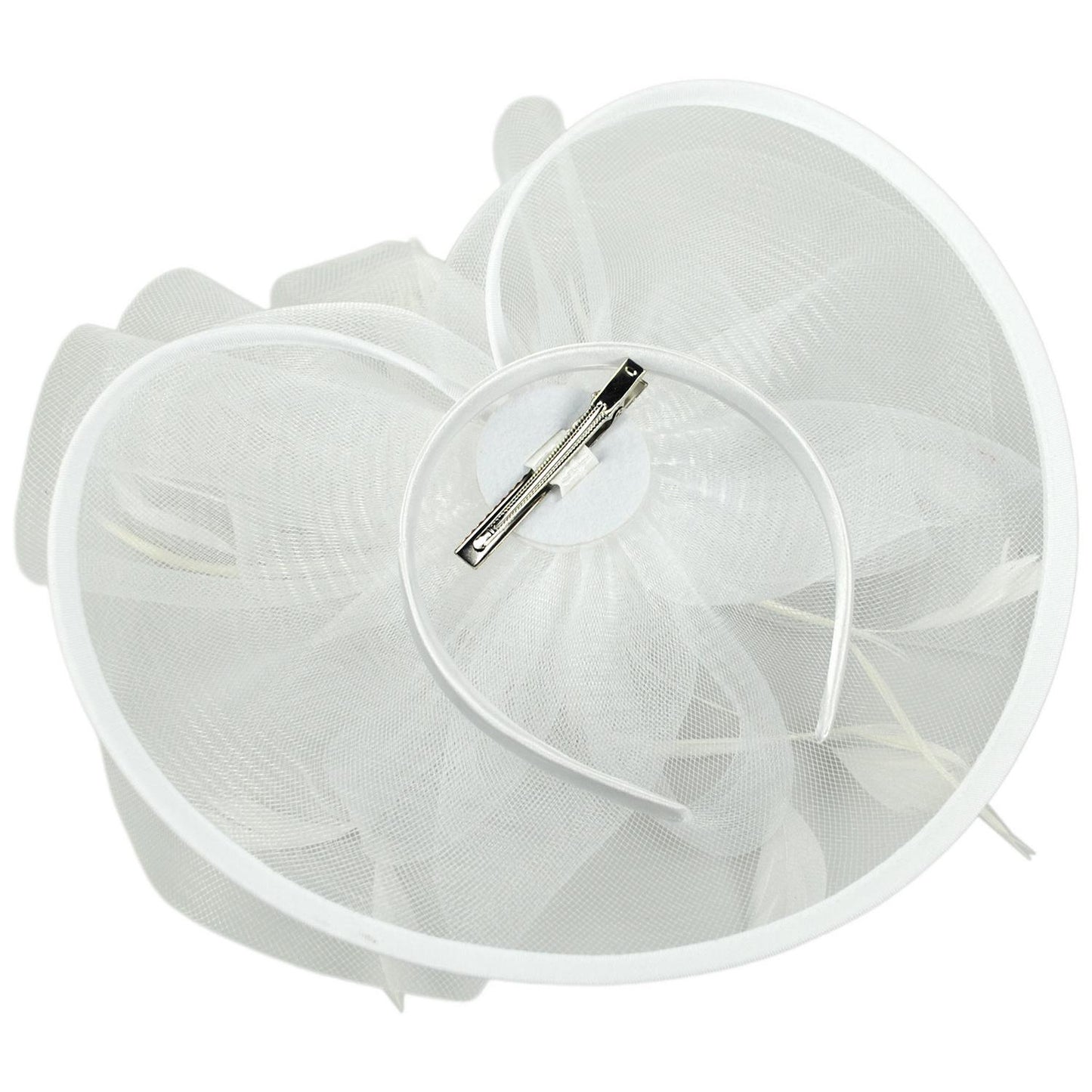 Sophia | Floral Mesh and Ribbon Fascinator Hat | 122905 | under | WHITE