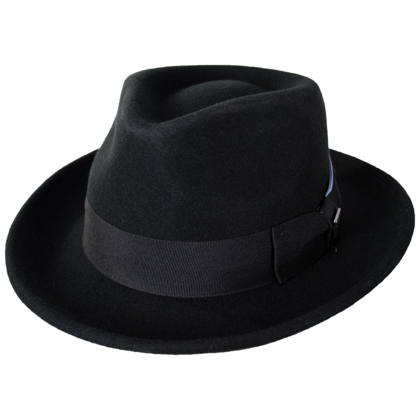 Stacy Adams | Mickey Wool Felt Fedora Hat | 130425 | lead | BLACK/GREY